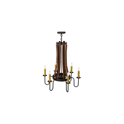 Barrel Stave 6 Light 30" Wide Taper Candle Style Chandelier