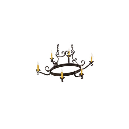 Hand forged 6 Light 29" Wide Taper Candle Style Chandelier