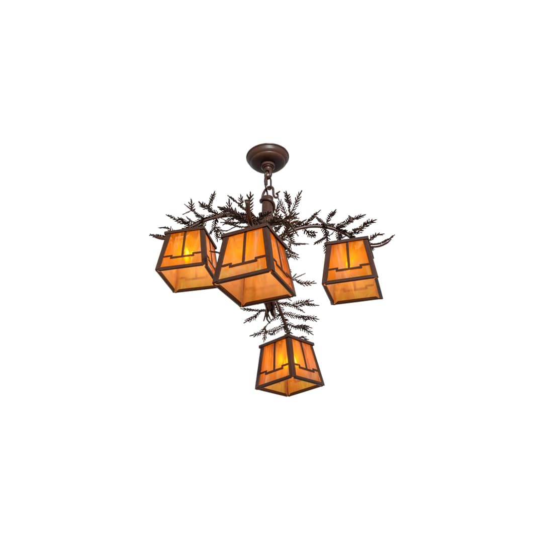 Pine Branch Valley View 4 Light 28" Wide Chandelier