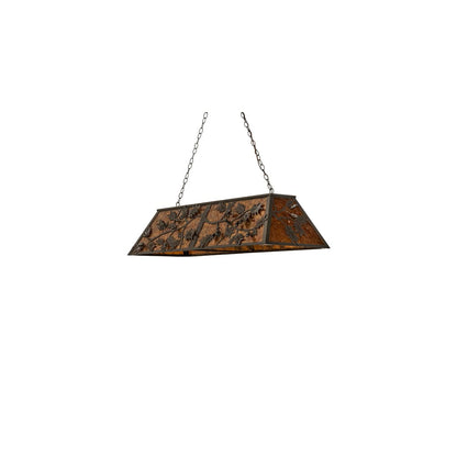 Leaf and Acorn 9 Light 17" Wide Linear Pendant
