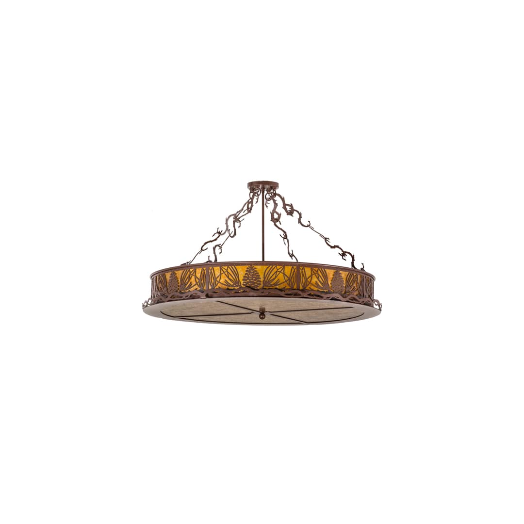 Mountain Pine 4 Light 36" Wide Semi-Flush Drum Ceiling Fixture - Rust Finish