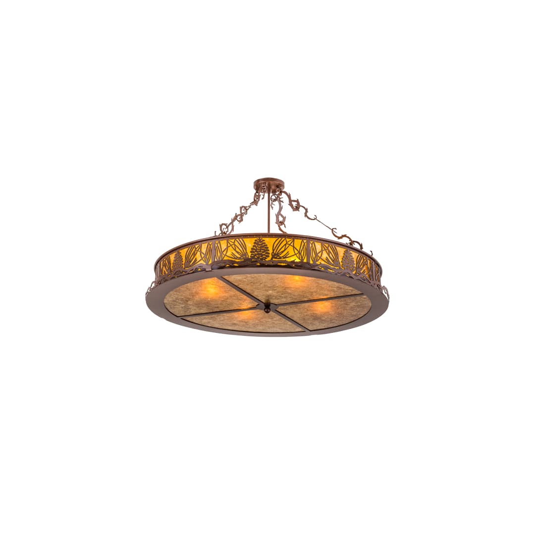 Mountain Pine 4 Light 36" Wide Semi-Flush Drum Ceiling Fixture - Rust Finish
