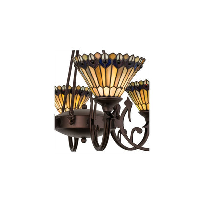 Tiffany Jeweled Peacock 6 Light 34" Wide Chandelier