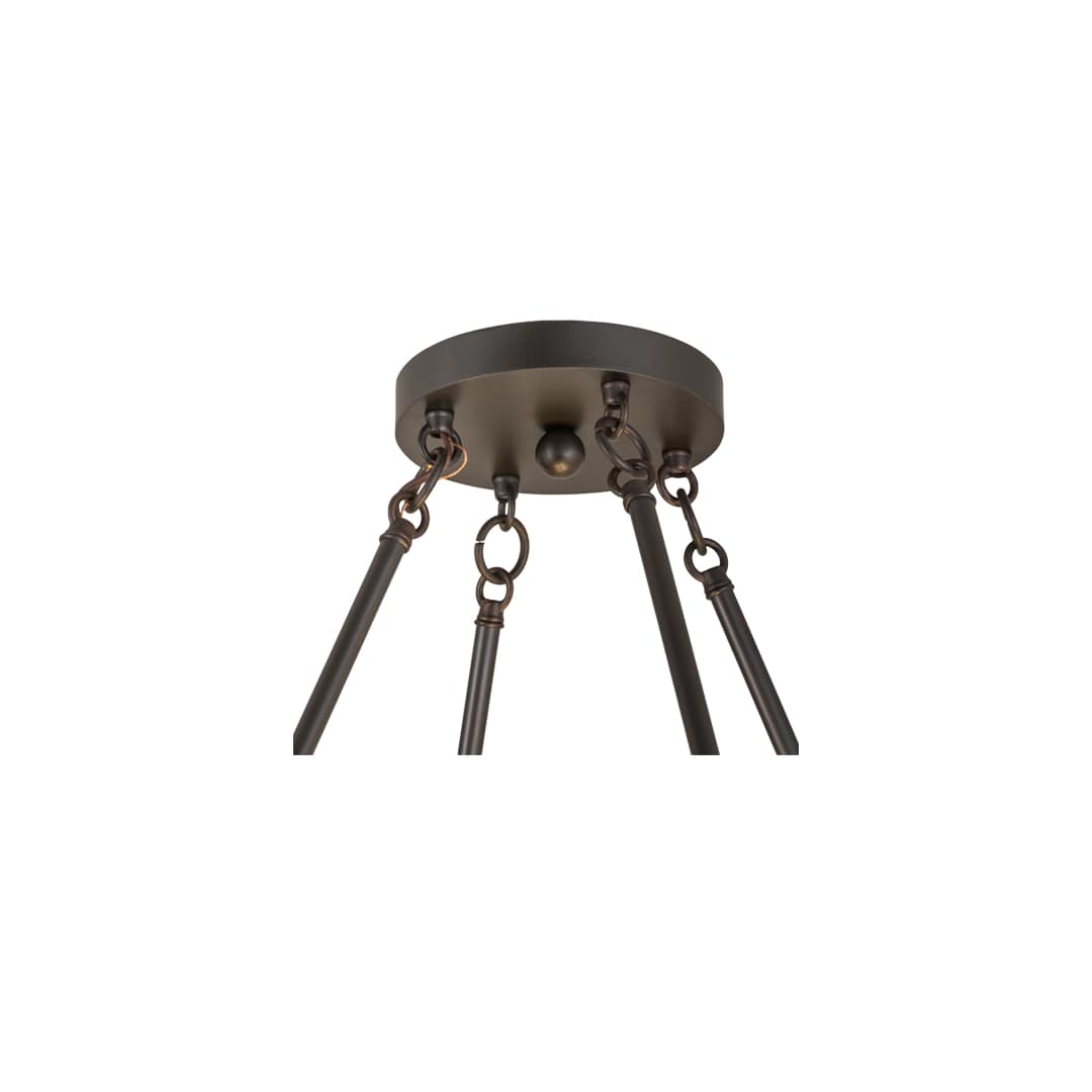 Pomona 4 Light 18" Wide Semi-Flush Drum Ceiling Fixture with Beige Glass Shade - Craftsman Brown Finish