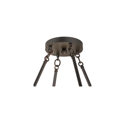 Pomona 4 Light 18" Wide Semi-Flush Drum Ceiling Fixture with Beige Glass Shade - Craftsman Brown Finish