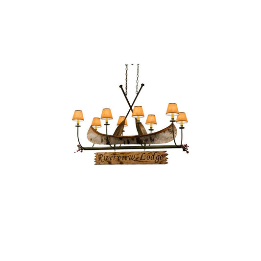 Personalized Canoe 8 Light 22" Wide Linear Chandelier