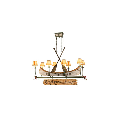 Personalized Canoe 8 Light 22" Wide Linear Chandelier