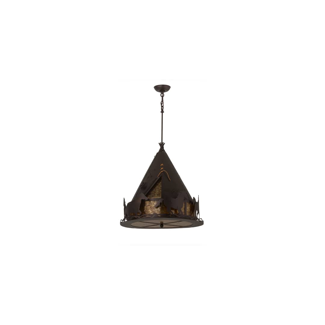 Teepee with Running Horses 4 Light 24" Wide Pendant