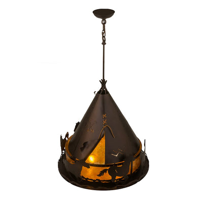 Teepee with Running Horses 4 Light 24" Wide Pendant