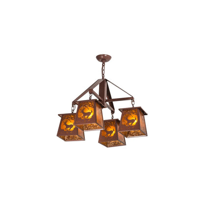 Deer at Dawn 4 Light 28" Wide Chandelier