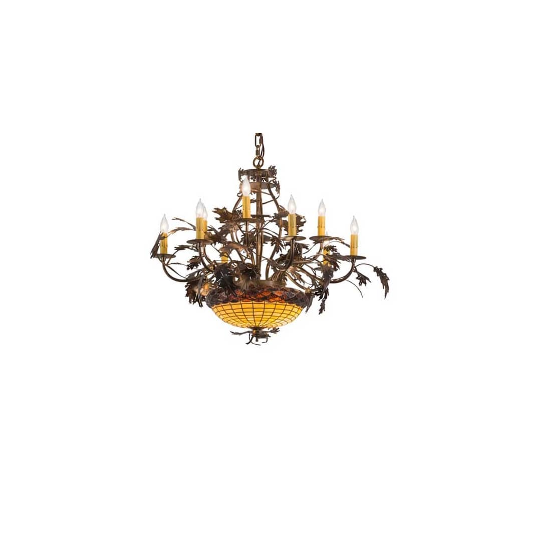 Greenbriar Oak 9 Light 34" Wide Taper Candle Style Chandelier