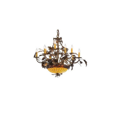 Greenbriar Oak 9 Light 34" Wide Taper Candle Style Chandelier