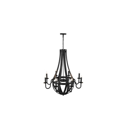 Barrel Stave 8 Light 42" Wide Taper Candle Style Chandelier