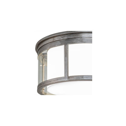 Cilindro Campbell 3 Light 19" Wide Flush Mount Drum Ceiling Fixture with Clear Glass Outer and Statuario Idalight Inner Shade - Steel Finish