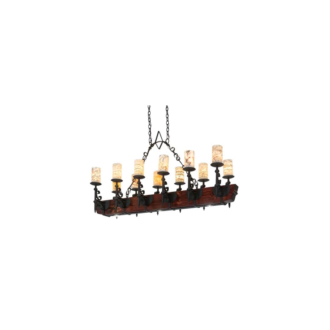 Long Tudor 12 Light 19" Wide Linear Chandelier