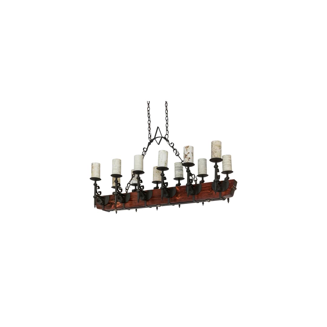 Long Tudor 12 Light 19" Wide Linear Chandelier