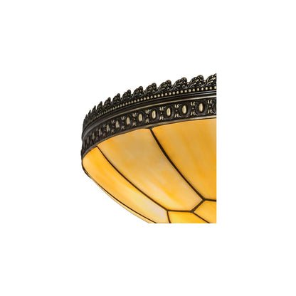 Vincent Honeycomb 4 Light 20" Wide Semi-Flush Bowl Ceiling Fixture with Beige Glass Shade - Craftsman Brown Finish