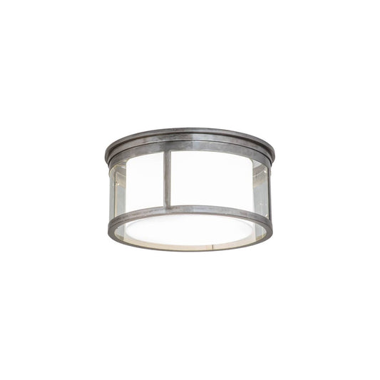 Cilindro Campbell 3 Light 19" Wide Flush Mount Drum Ceiling Fixture with Clear Idalight Outer and Statuario Idalight Inner Shade - Steel Finish
