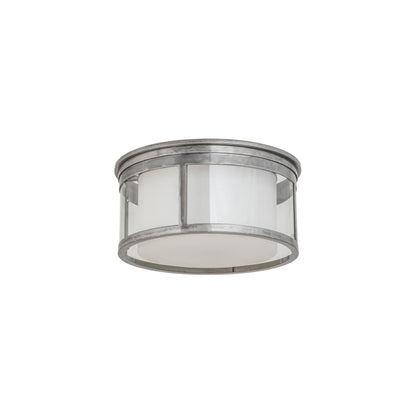 Cilindro Campbell 3 Light 19" Wide Flush Mount Drum Ceiling Fixture with Clear Idalight Outer and Statuario Idalight Inner Shade - Steel Finish