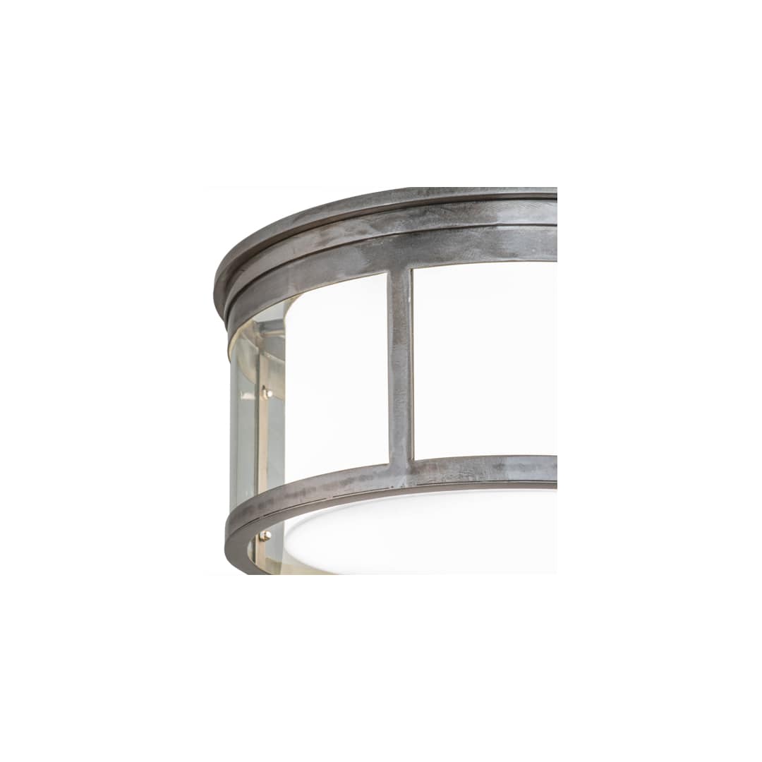Cilindro Campbell 3 Light 19" Wide Flush Mount Drum Ceiling Fixture with Clear Idalight Outer and Statuario Idalight Inner Shade - Steel Finish