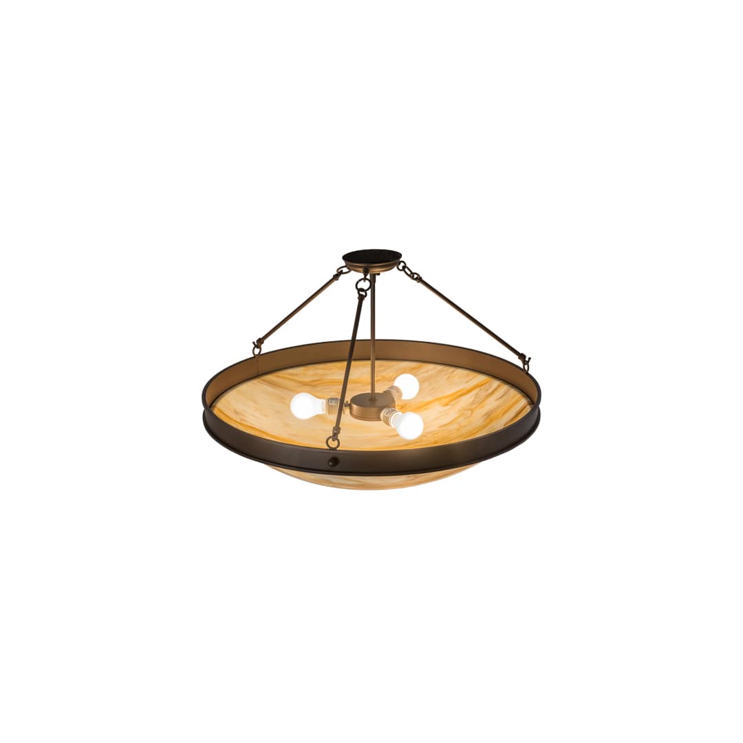 Dionne 3 Light 30" Wide Semi-Flush Bowl Ceiling Fixture - Cafe-Noir Finish