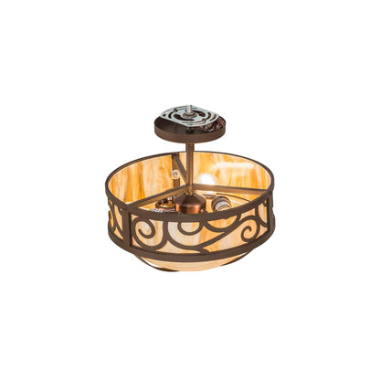 Lilliana 3 Light 12" Wide Semi-Flush Bowl Ceiling Fixture - Cafe-Noir Finish