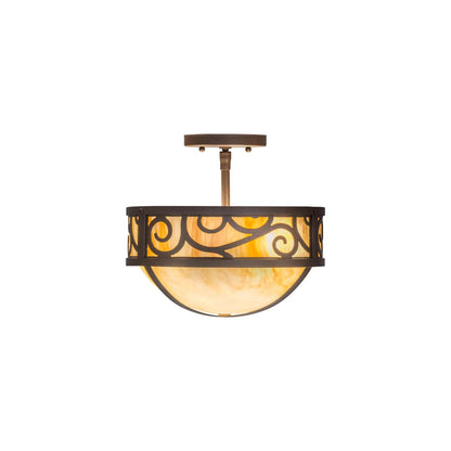 Lilliana 3 Light 12" Wide Semi-Flush Bowl Ceiling Fixture - Cafe-Noir Finish