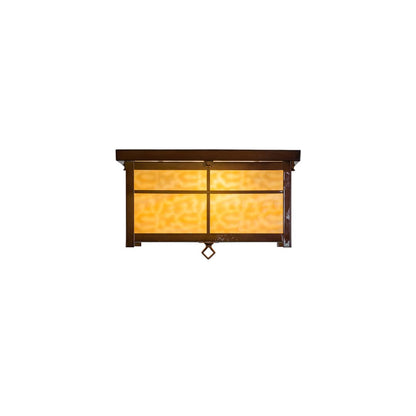 Mission 4 Light 24" Wide Flush Mount Square Ceiling Fixture - Transparent Copper Finish