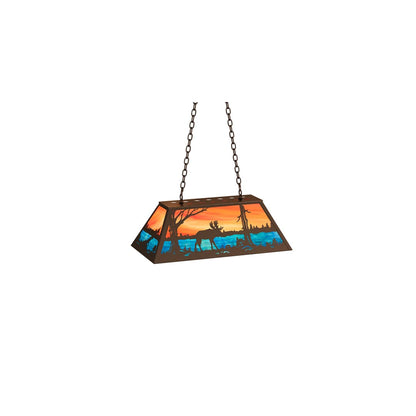 Moose at Lake 6 Light 17" Wide Linear Pendant