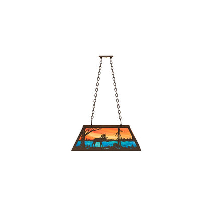 Moose at Lake 6 Light 17" Wide Linear Pendant