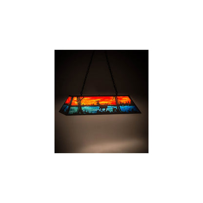 Deer at Lake 6 Light 17" Wide Linear Pendant