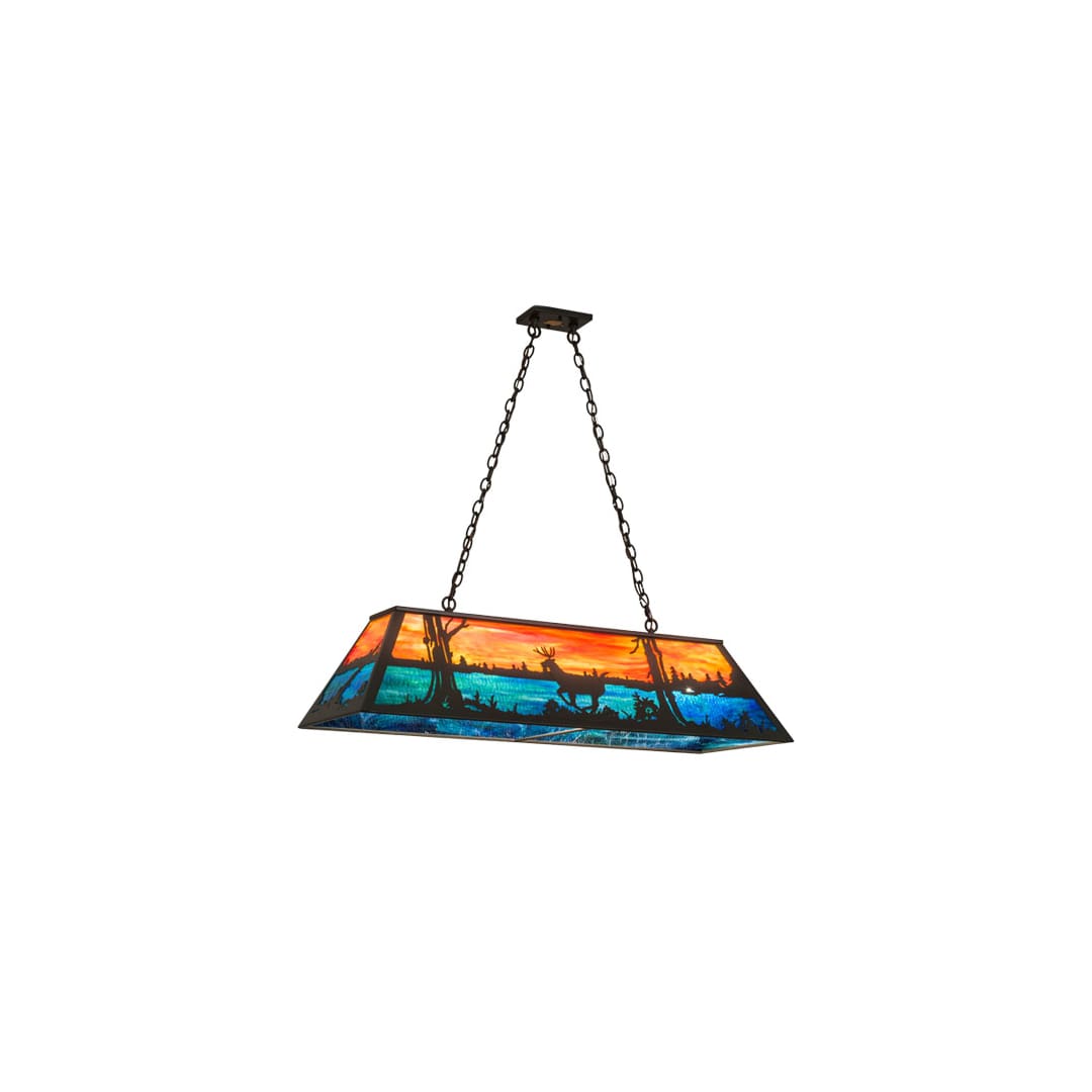 Deer at Lake 6 Light 17" Wide Linear Pendant