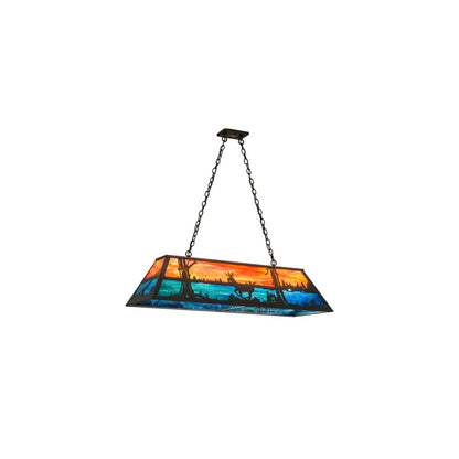 Deer at Lake 6 Light 17" Wide Linear Pendant