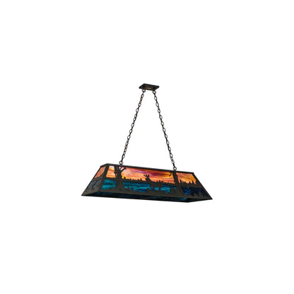 Deer at Lake 6 Light 17" Wide Linear Pendant