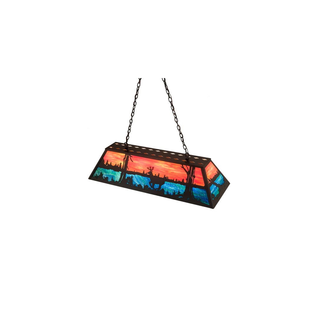 Deer at Lake 6 Light 17" Wide Linear Pendant