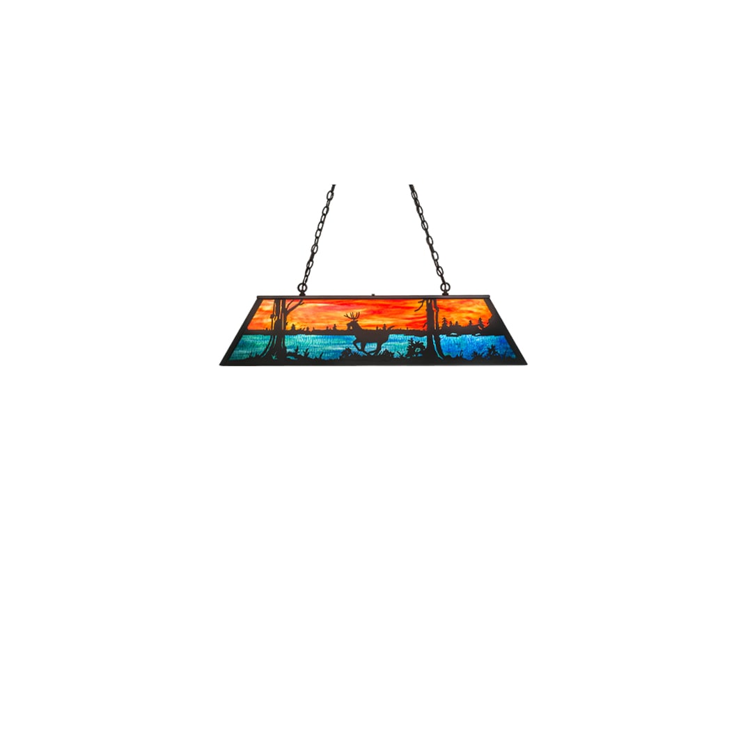 Deer at Lake 6 Light 17" Wide Linear Pendant