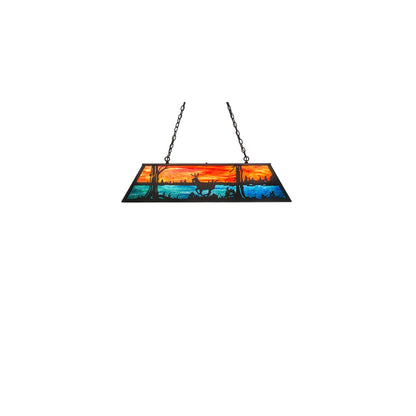 Deer at Lake 6 Light 17" Wide Linear Pendant