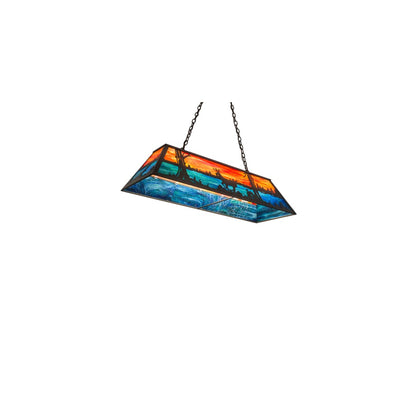 Deer at Lake 6 Light 17" Wide Linear Pendant
