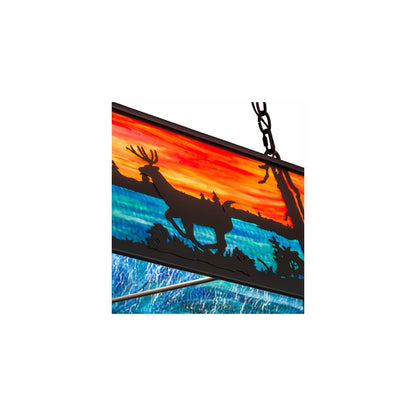 Deer at Lake 6 Light 17" Wide Linear Pendant