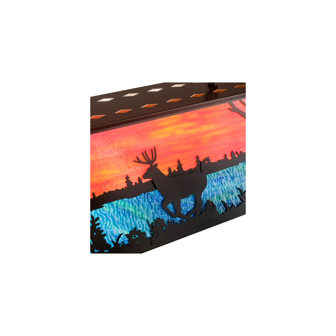 Deer at Lake 6 Light 17" Wide Linear Pendant