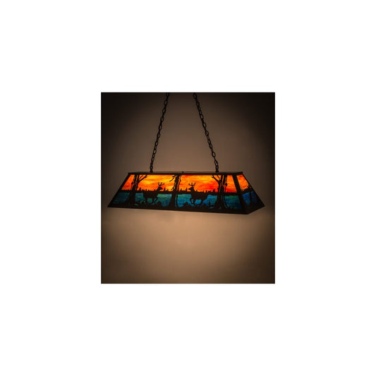 Deer at Lake 6 Light 17" Wide Linear Pendant