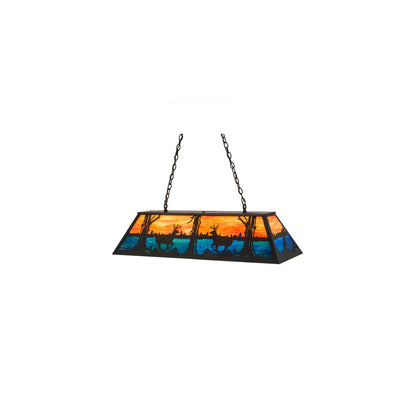 Deer at Lake 6 Light 17" Wide Linear Pendant