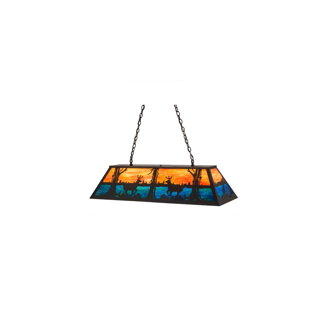 Deer at Lake 6 Light 17" Wide Linear Pendant