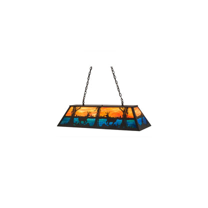 Deer at Lake 6 Light 17" Wide Linear Pendant