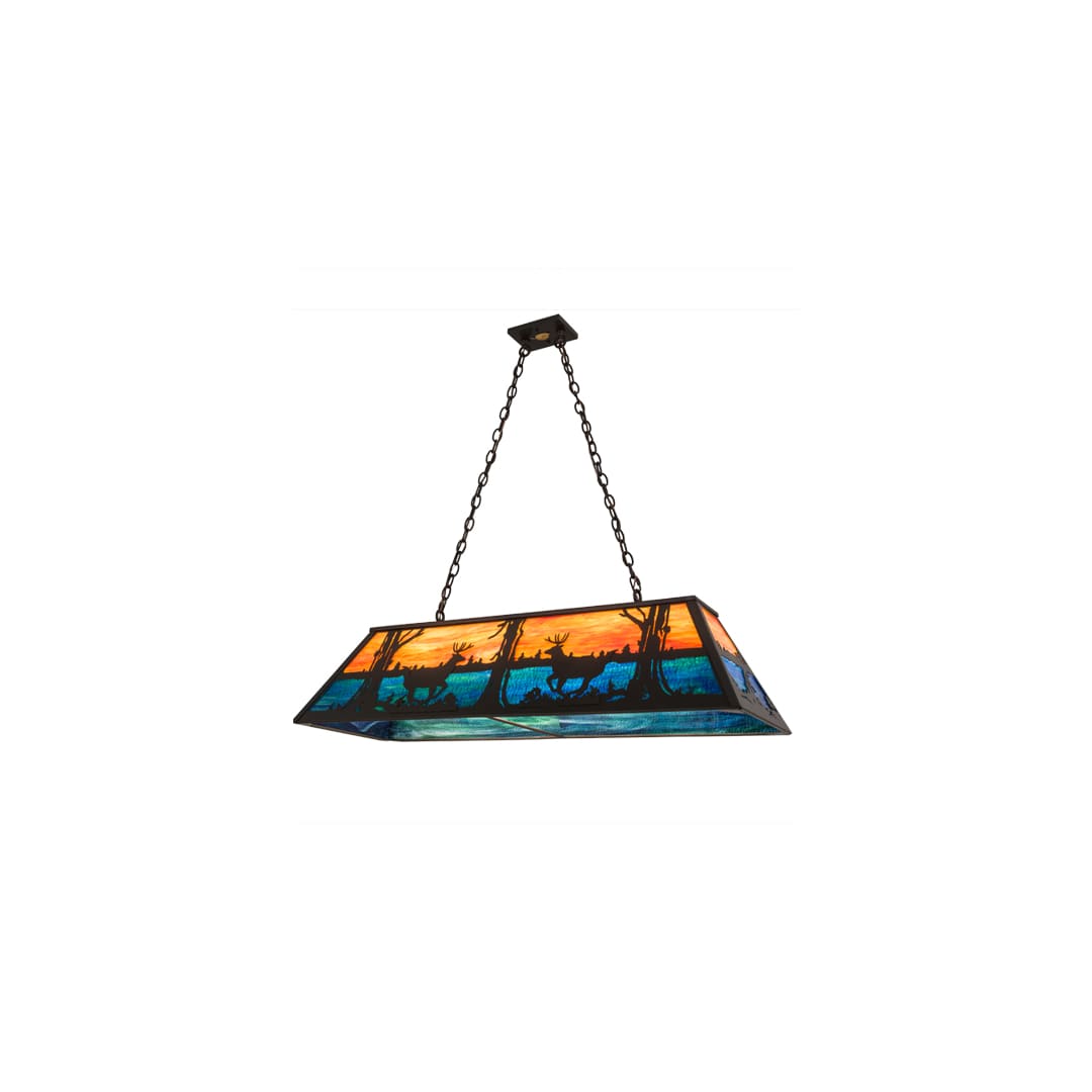Deer at Lake 6 Light 17" Wide Linear Pendant