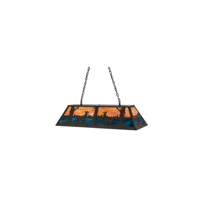 Deer at Lake 6 Light 17" Wide Linear Pendant