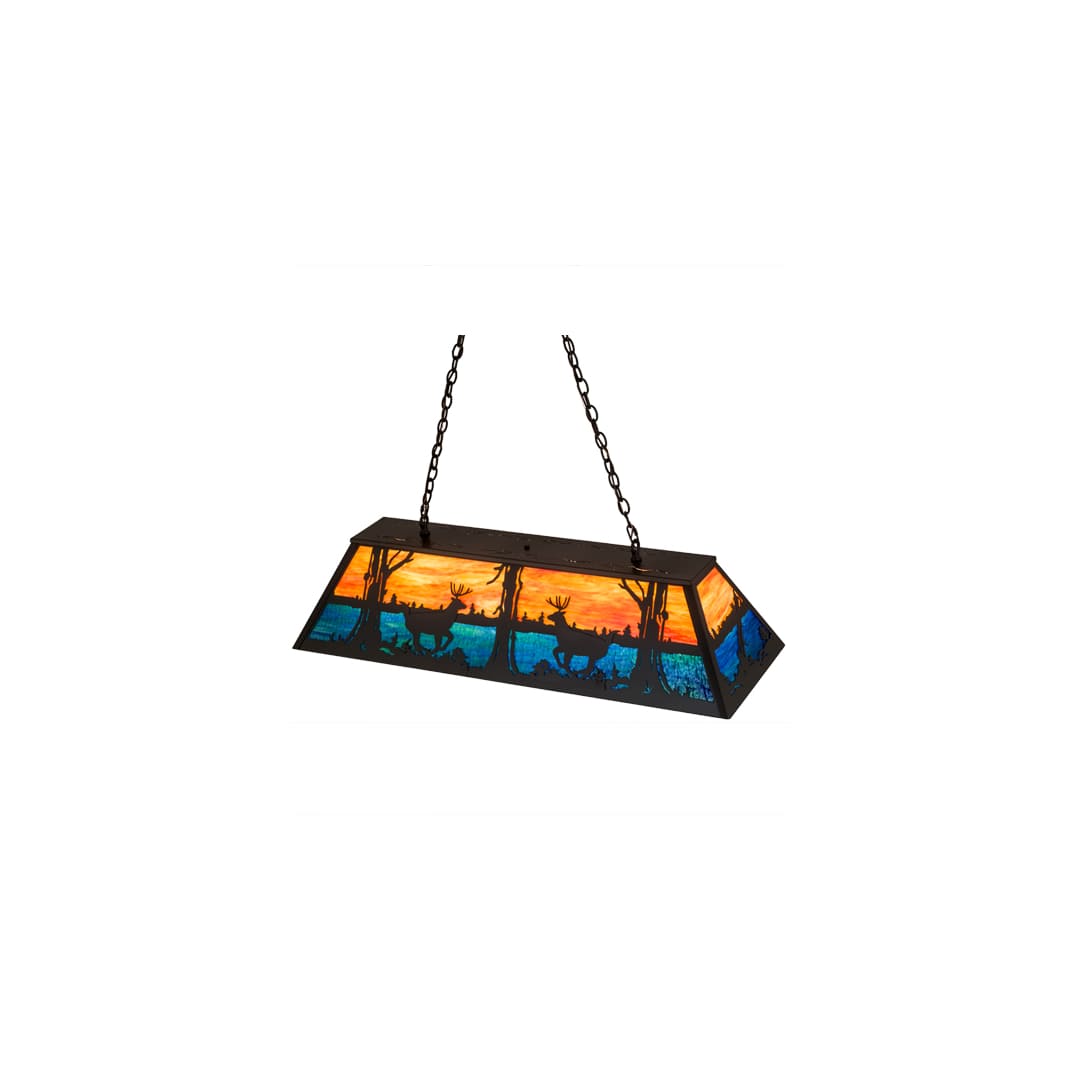 Deer at Lake 6 Light 17" Wide Linear Pendant