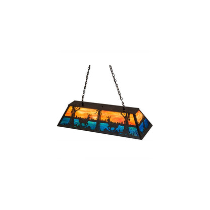 Deer at Lake 6 Light 17" Wide Linear Pendant