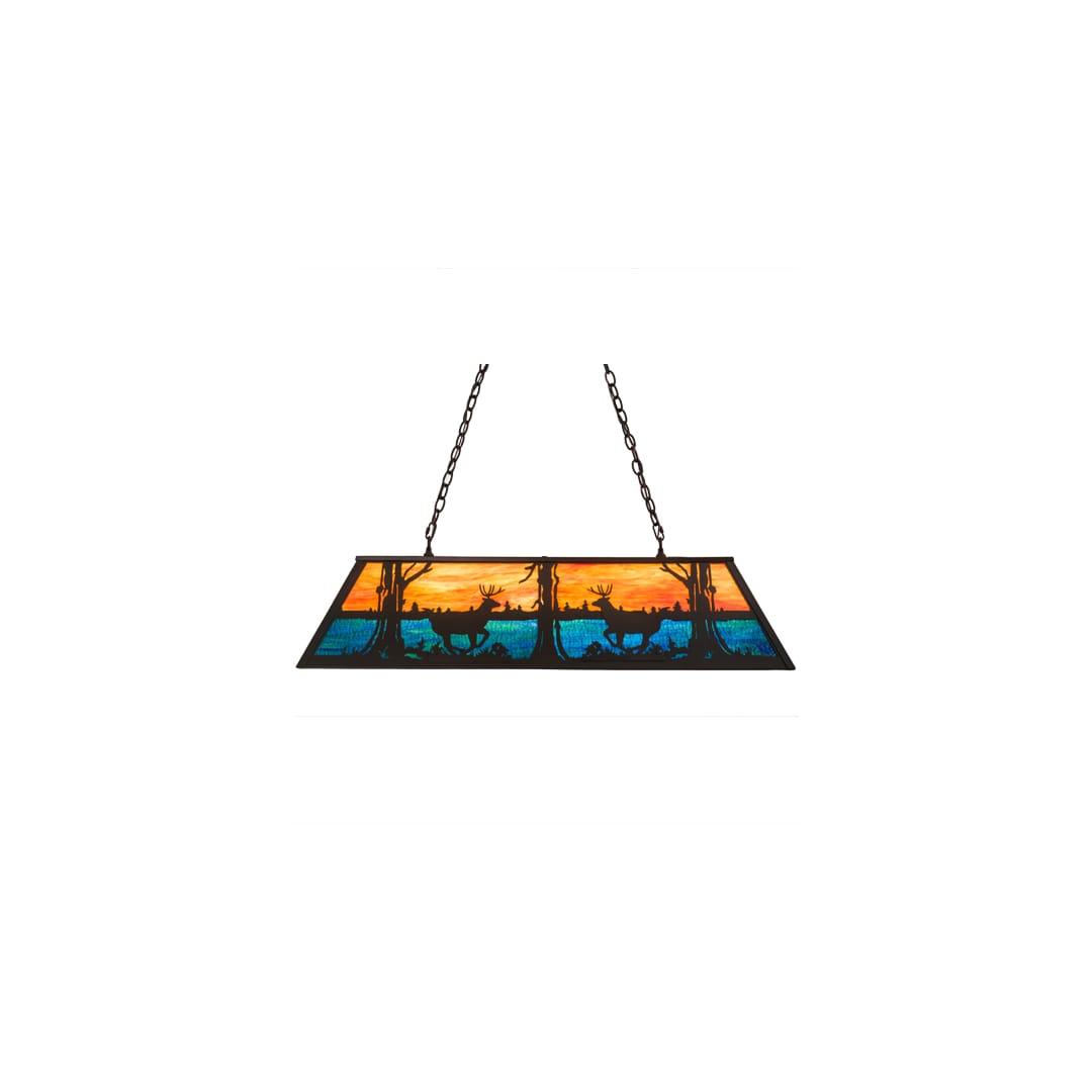 Deer at Lake 6 Light 17" Wide Linear Pendant