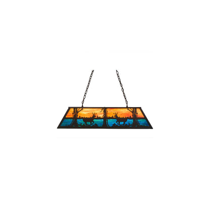 Deer at Lake 6 Light 17" Wide Linear Pendant